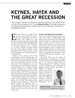 Keynes, Hayek and the Great Recession