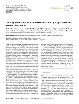 Shifting Mineral and Redox Controls on Carbon Cycling in Seasonally ﬂooded Mineral Soils