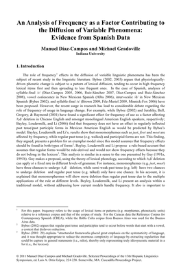 An Analysis of Frequency As a Factor Contributing to the Diffusion of Variable Phenomena: Evidence from Spanish Data