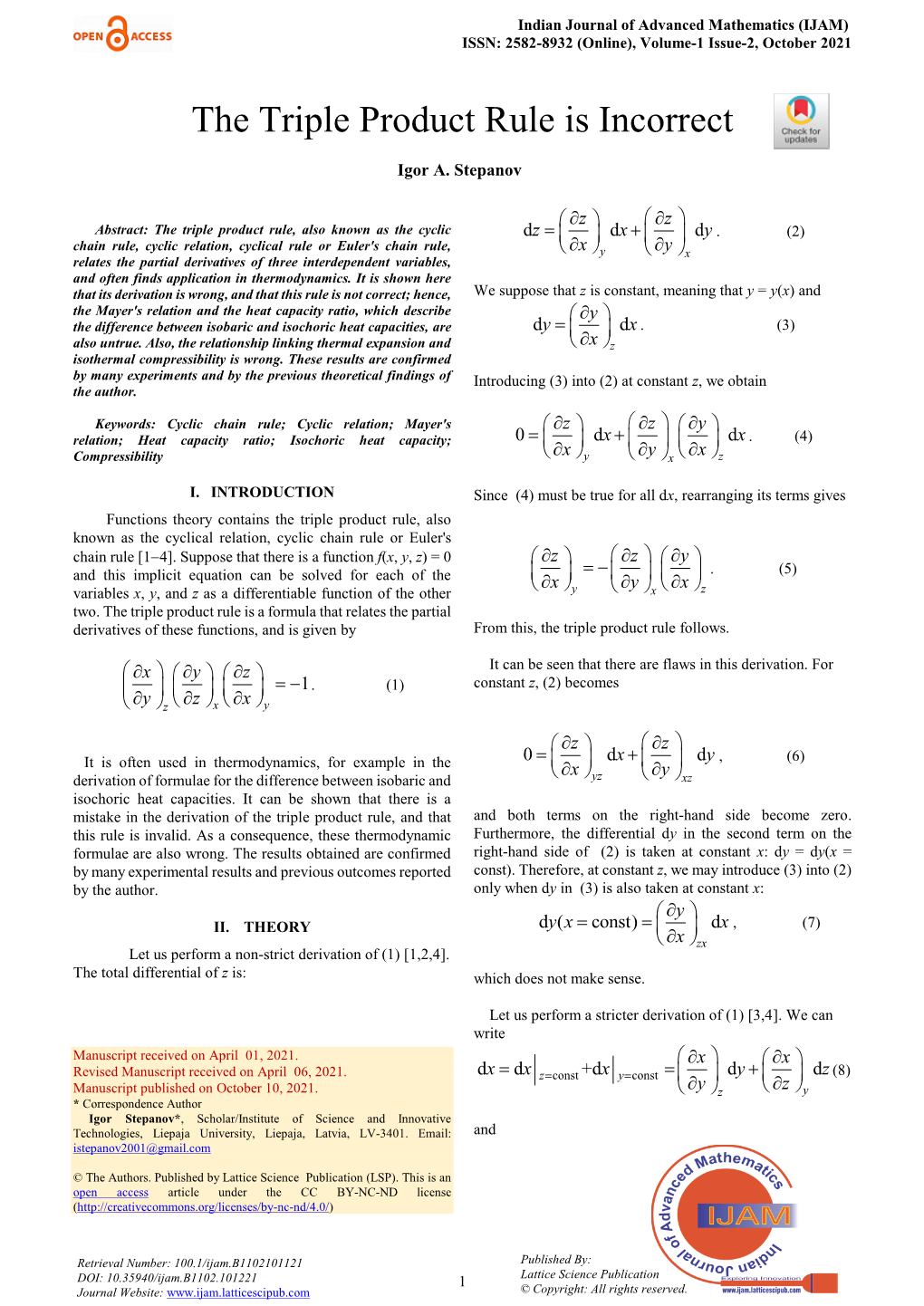 The Triple Product Rule Is Incorrect