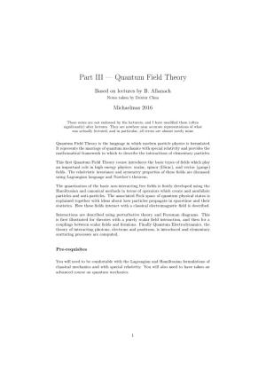 Part III — Quantum Field Theory