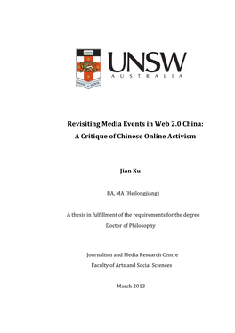 Revisiting Media Events in Web 2.0 China: a Critique of Chinese Online Activism