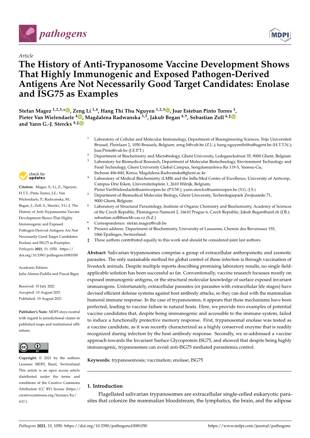 The History of Anti-Trypanosome Vaccine Development Shows That