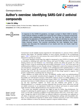 Identifying SARS-Cov-2 Antiviral Compounds