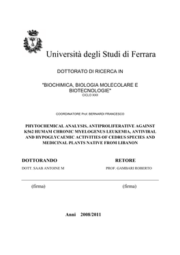Universit Degli Studi Di Ferrara