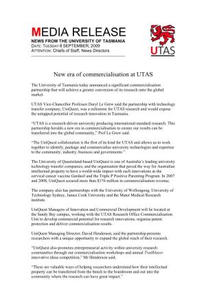 MEDIA RELEASE NEWS from the UNIVERSITY of TASMANIA DATE: TUESDAY 8 SEPTEMBER, 2009 ATTENTION: Chiefs of Staff, News Directors