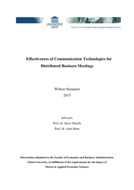 Effectiveness of Communication Technologies for Distributed Business Meetings