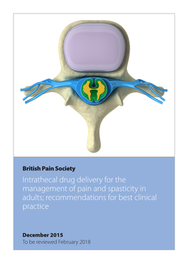 Intrathecal Drug Delivery for the Management of Pain and Spasticity in Adults; Recommendations for Best Clinical Practice