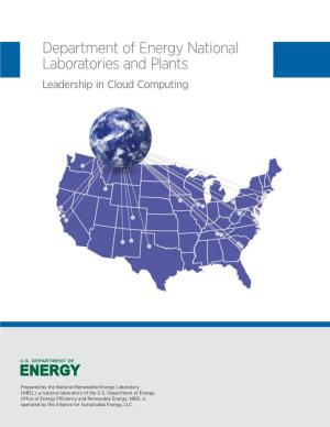 Department of Energy National Laboratories and Plants: Leadership in Cloud Computing (Brochure), U.S. Department of Energy (DOE)