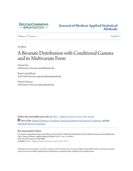 A Bivariate Distribution with Conditional Gamma and Its Multivariate Form Sumen Sen Old Dominion University, Sxsen002@Odu.Edu