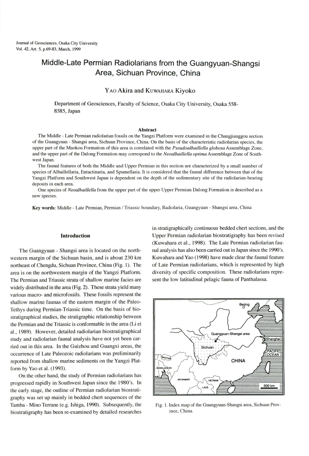 Middle-Late Permian Radiolarians from the Guangyuan-Shangsi Area, Sichuan Province, China