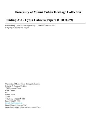 Lydia Cabrera Papers (CHC0339)