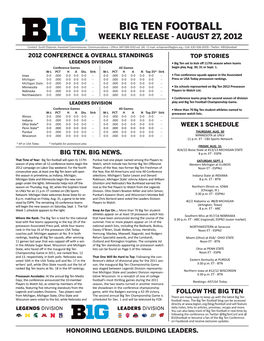 Big Ten Football Weekly Release - August 27, 2012