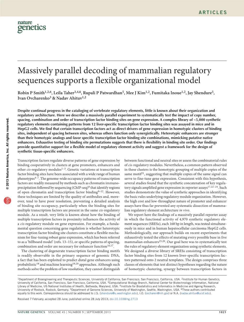 Massively Parallel Decoding of Mammalian Regulatory Sequences Supports a Flexible Organizational Model