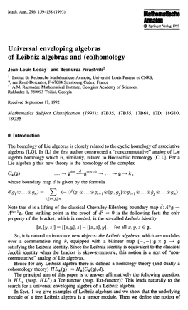 Universal Enveloping Algebras of Leibniz Algebras and (Co)Homology