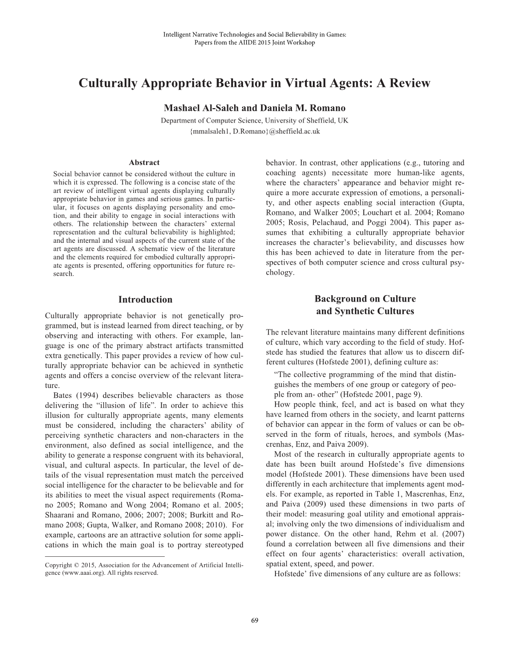 Culturally Appropriate Behavior in Virtual Agents: a Review