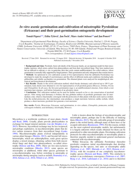 In Vitro Axenic Germination and Cultivation of Mixotrophic Pyroloideae