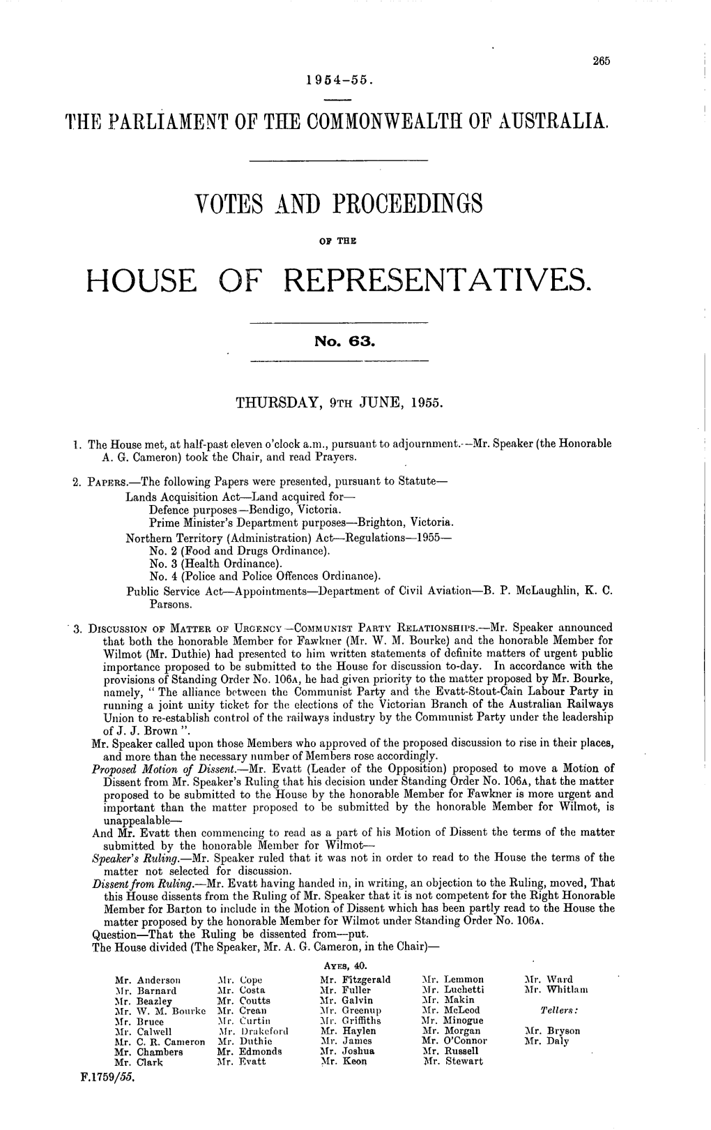 House of Representatives