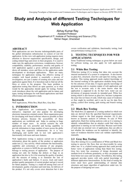 Study and Analysis of Different Testing Techniques for Web Application