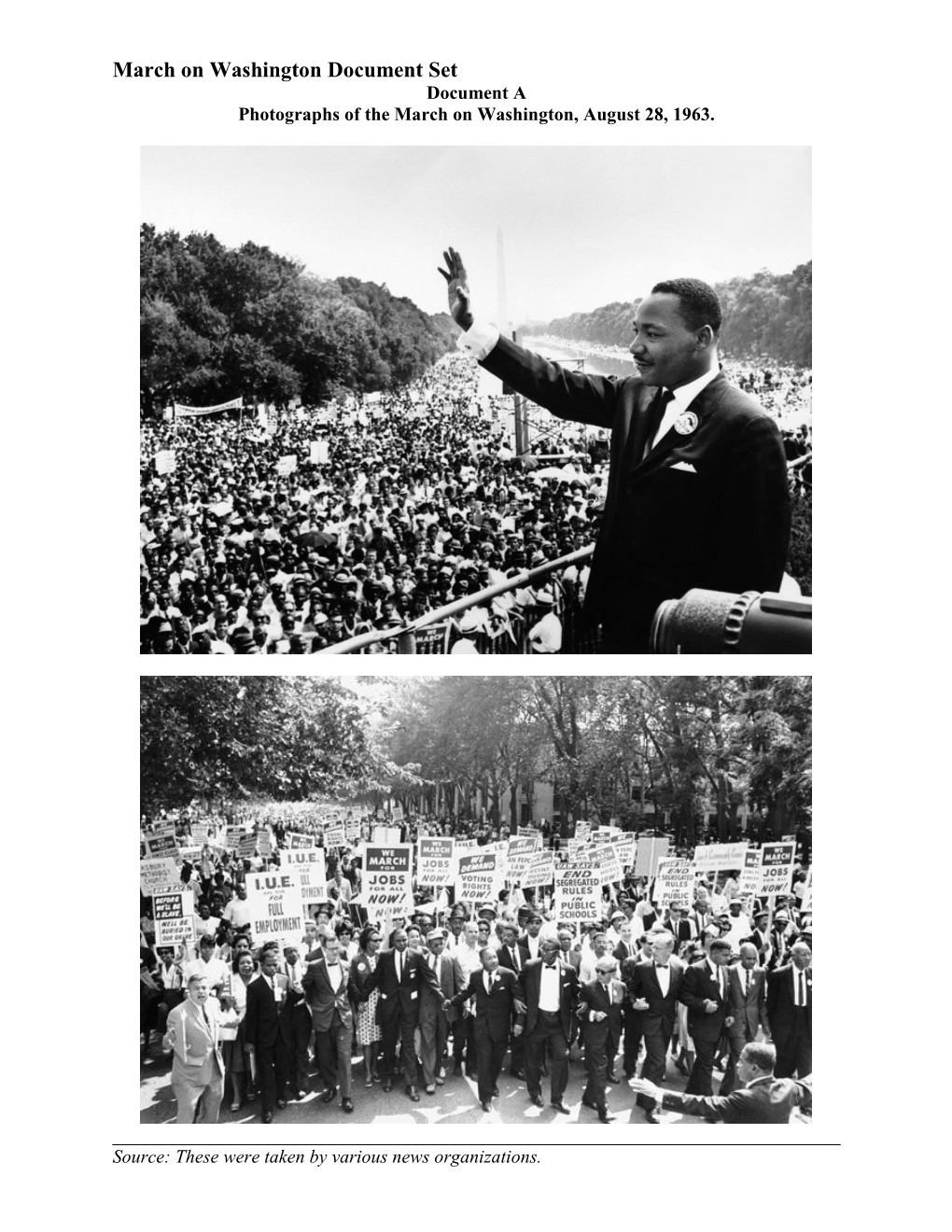 March on Washington Document Set Document a Photographs of the March on Washington, August 28, 1963