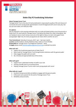 Stoke City FC Fundraising Volunteer