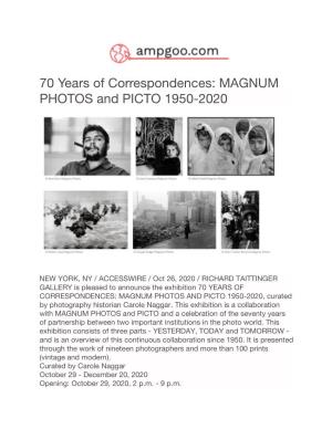 MAGNUM PHOTOS and PICTO 1950-2020