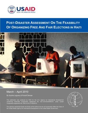 Post-Disaster Assessment on the Feasibility of Organizing Free and Fair Elections in Haiti