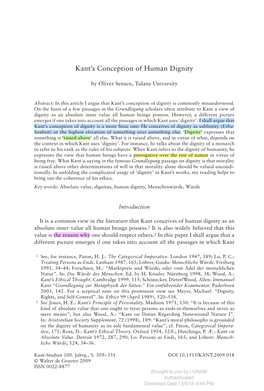 Kant's Conception of Human Dignity