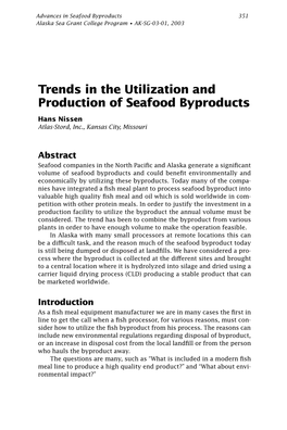 Trends in the Utilization and Production of Seafood Byproducts