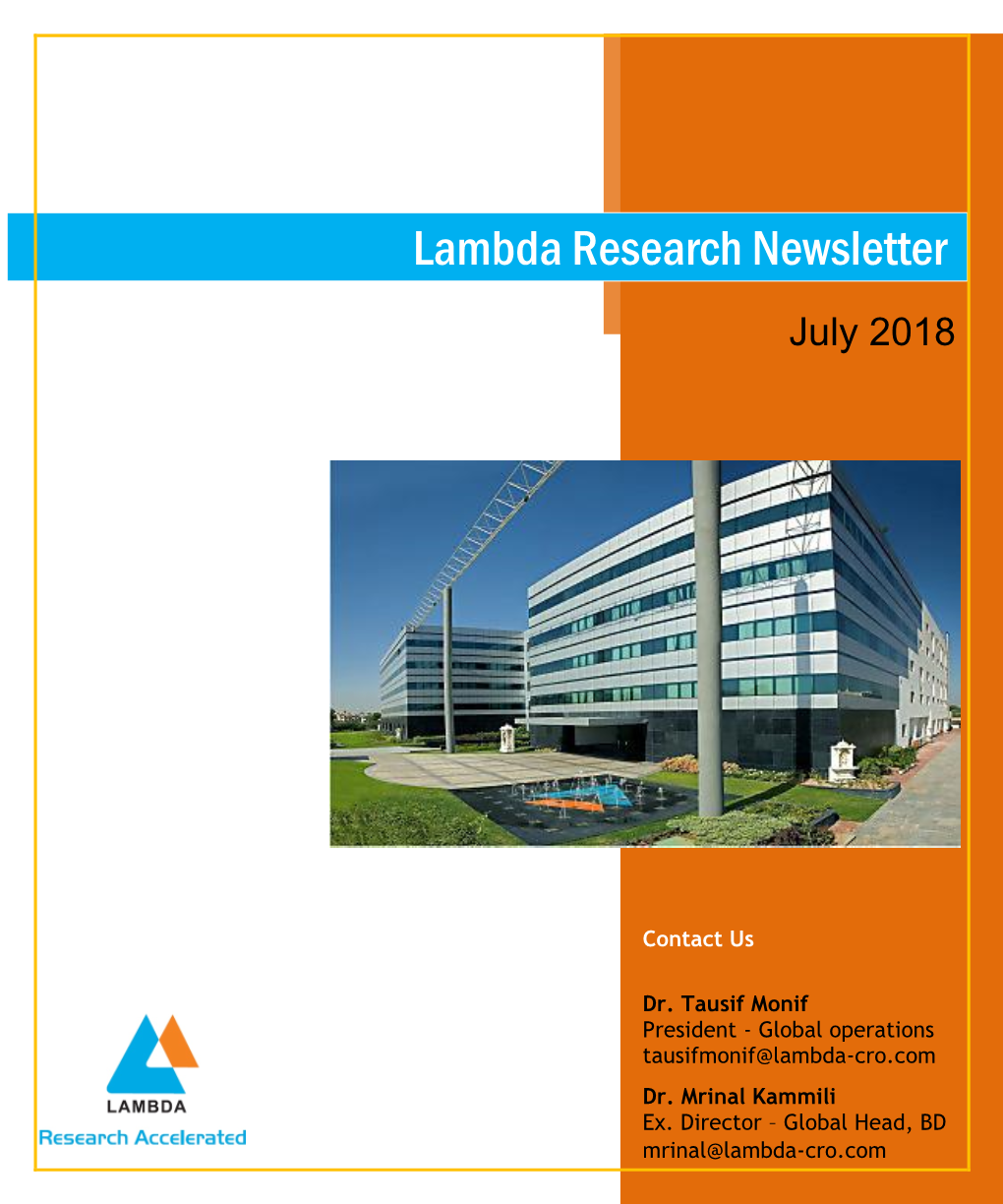 Lambda Research Newsletter July 2018