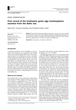 First Record of the Freshwater Green Alga Scotinosphaera Austriaca from the Baltic Sea
