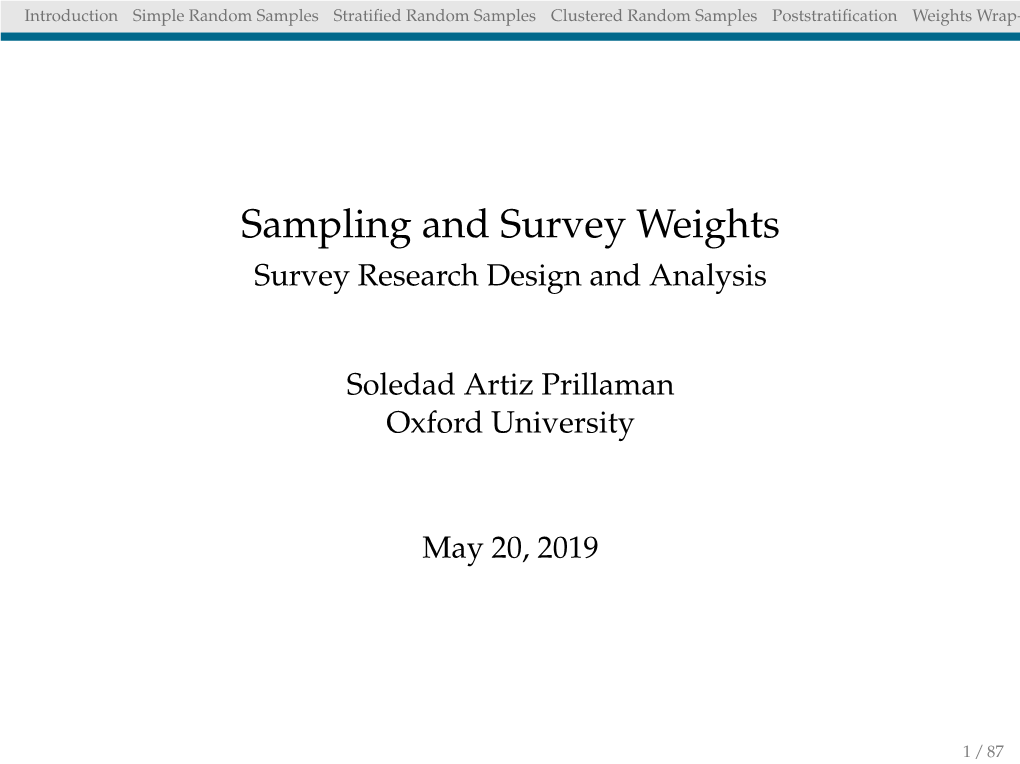 Sampling and Survey Weights Survey Research Design and Analysis