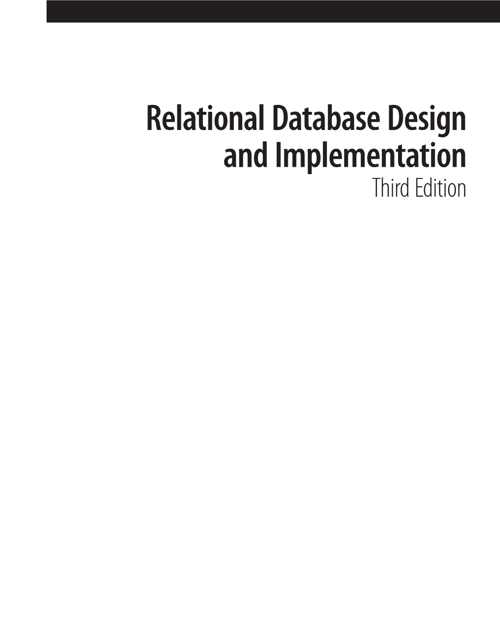 Relational Database Design and Implementation Third Edition