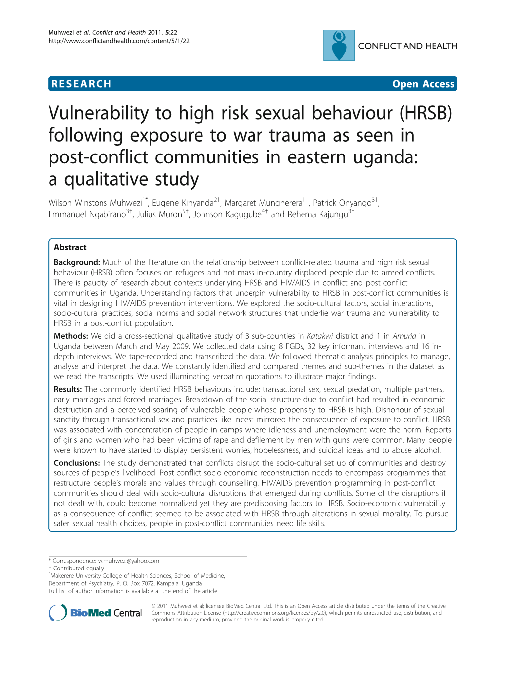 Vulnerability to High Risk Sexual Behaviour