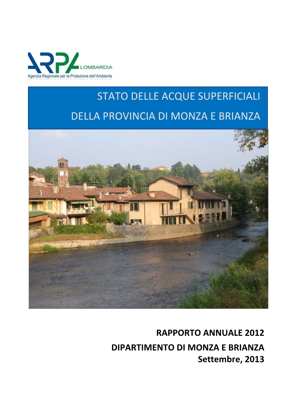 Stato Delle Acque Superficiali Della Provincia Di Monza E Brianza 2012