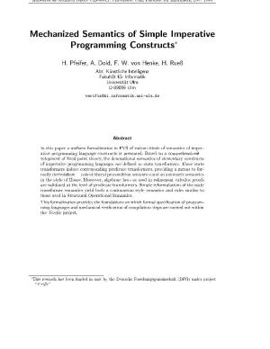 Mechanized Semantics of Simple Imperative Programming Constructs*
