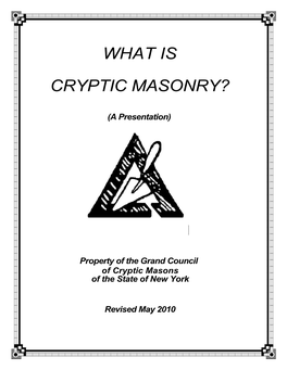 What Is Cryptic Masonry?"
