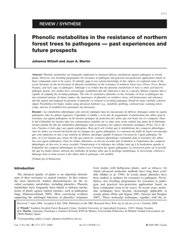 Phenolic Metabolites in the Resistance of Northern Forest Trees to Pathogens — Past Experiences and Future Prospects