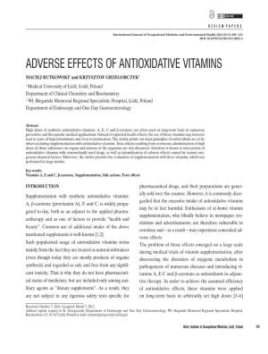 Adverse Effects of Antioxidative Vitamins