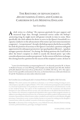Ars Dictaminis, Cursus, and Clerical Careerism in Late Medieval England