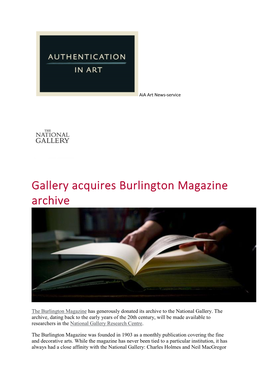 Gallery Acquires Burlington Magazine Archive