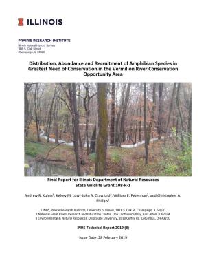 Distribution, Abundance and Recruitment of Amphibian Species in Greatest Need of Conservation in the Vermilion River Conservation Opportunity Area