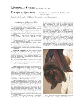 MAMMALIAN SPECIES No. 708, Pp. 1–5, 3 Figs