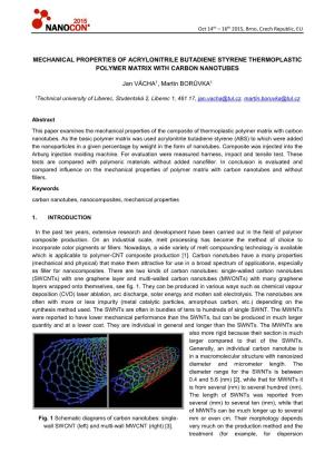 Mechanical Properties of Acrylonitrile Butadiene Styrene Thermoplastic Polymer Matrix with Carbon Nanotubes