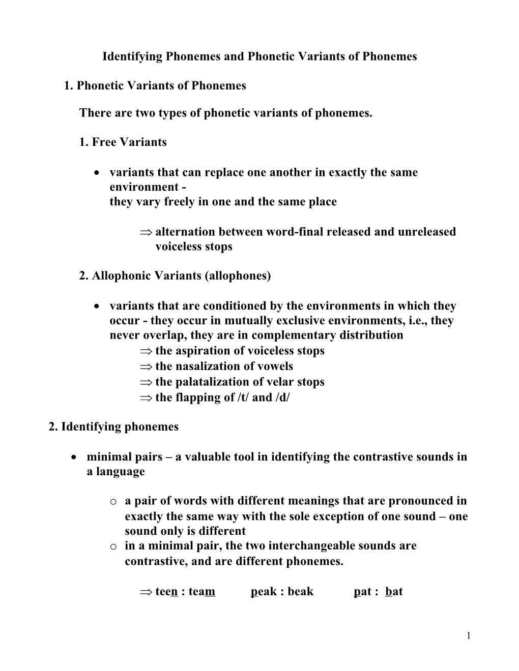 Identifying Phonemes and Phonetic Variants of Phonemes