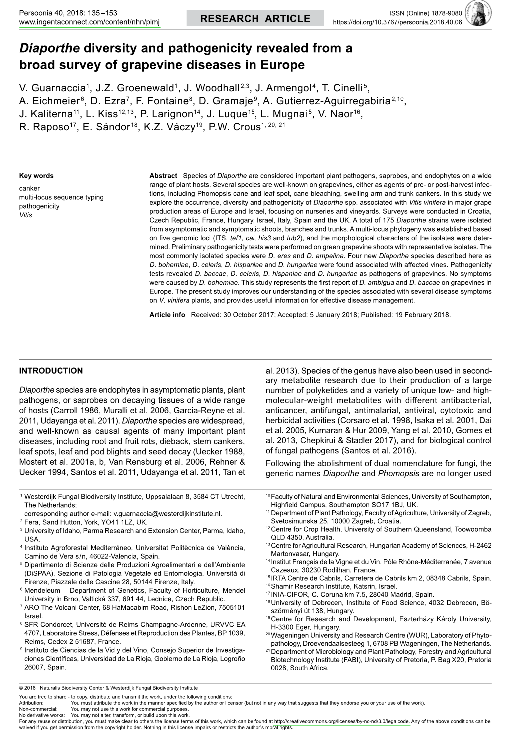 &lt;I&gt;Diaporthe&lt;/I&gt; Diversity and Pathogenicity