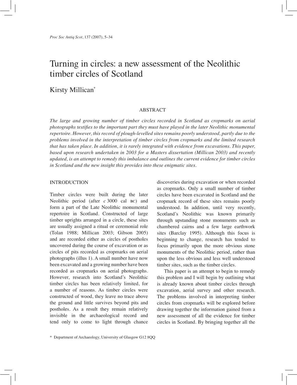 A New Assessment of the Neolithic Timber Circles of Scotland