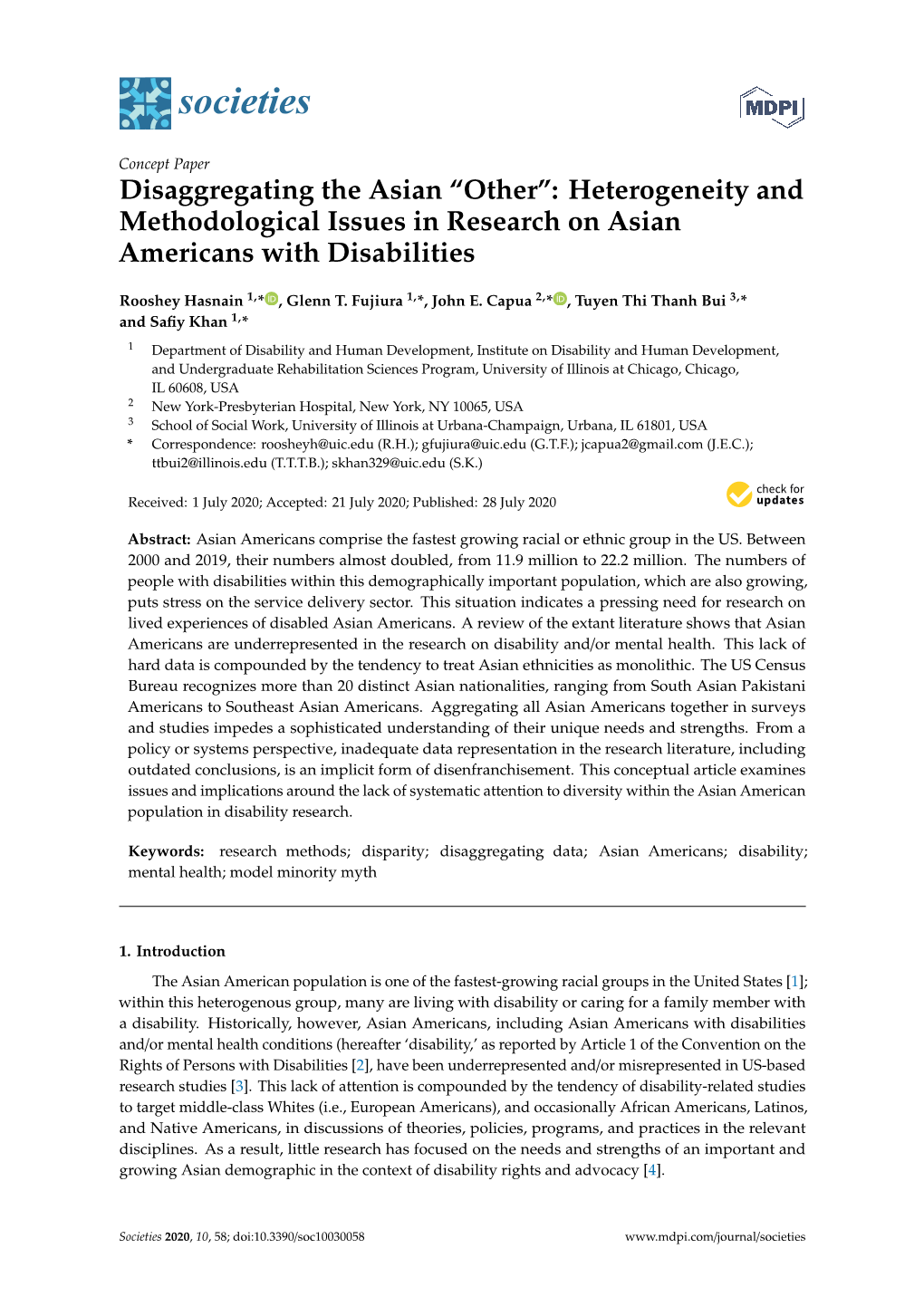 Disaggregating the Asian “Other”: Heterogeneity and Methodological Issues in Research on Asian Americans with Disabilities