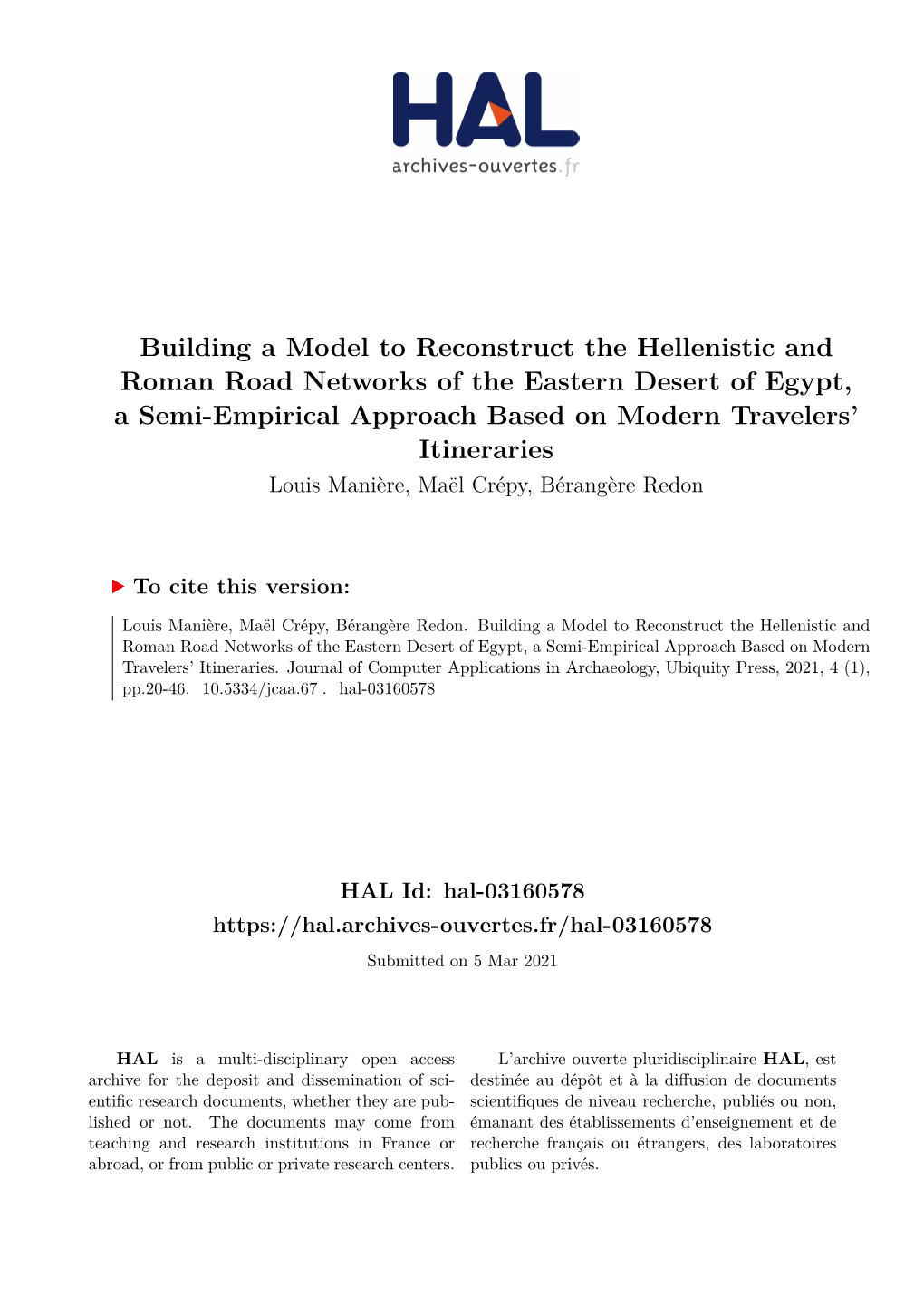 Building a Model to Reconstruct the Hellenistic