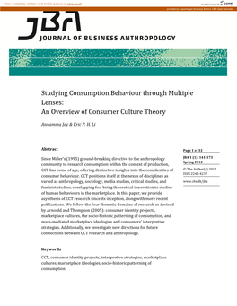 An Overview of Consumer Culture Theory